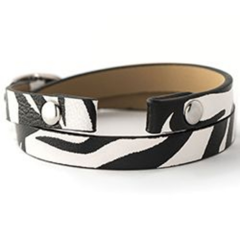 Zebra Leather Wrap Bracelet Origami Owl 6-7.25"